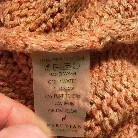 Peruvian Connection 100% Cotton Rust Color Slouchy Sweater Size Large - Picture 7 of 7